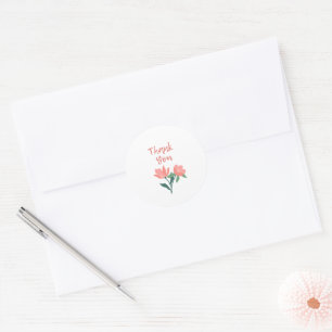 Pretty Pink Flower Thank You Sticker