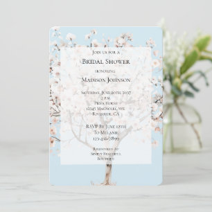 Pretty Pink Flowering Tree Bridal Shower Invitation