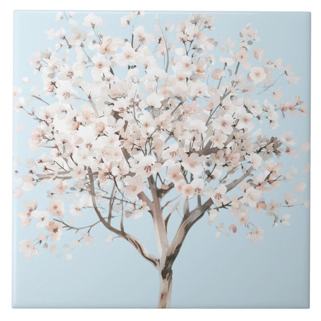 Pretty Pink Flowering Tree   Ceramic Tile (Front)