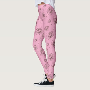 Pretty Pink Flowers and Petals Pattern Leggings