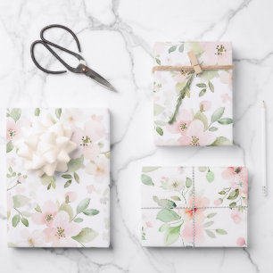 Pretty Pink Flowers Birthday Wrapping Paper Sheet