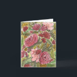 Pretty Pink Flowers Blank Note Card<br><div class="desc">This lovely card features original artwork of pink and yellow flowers in watercolor and ink.</div>
