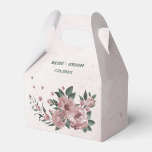 pretty pink flowers botanical wedding favour box