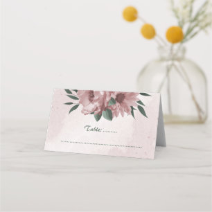 pretty pink flowers botanical wedding place card