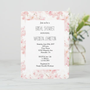 Pretty Pink Flowers Bridal Shower Invitation