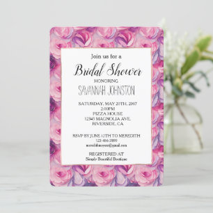 Pretty Pink Flowers Bridal Shower Invitation