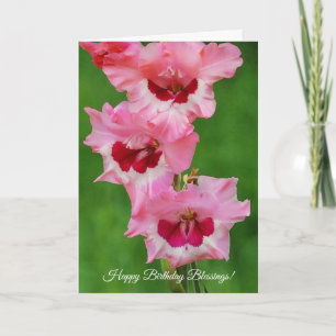 Pretty Pink Flowers Floral Art Faith Birthday Card