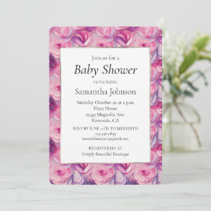 Pretty Pink Flowers  Invitation