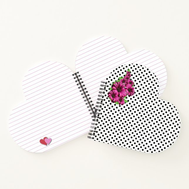 Pretty Pink Flowers Polka Dot Notebook (Inside)