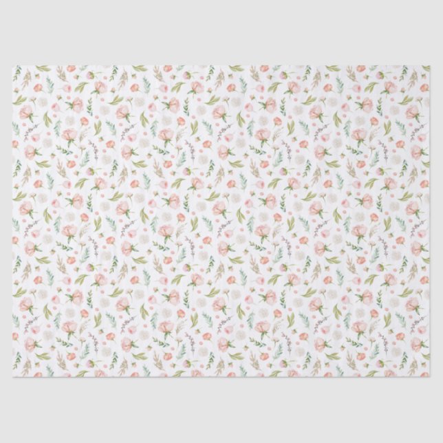 Pretty Pink Flowers Tissue Paper (Front)