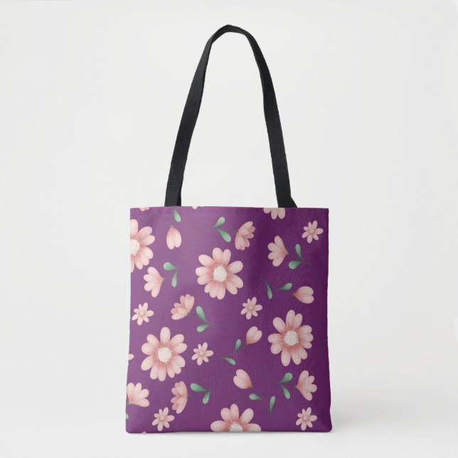 PRETTY PINK FLOWERS TOTE BAG (Front)