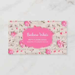 Pretty Pink Flowers - Vintage Business Card