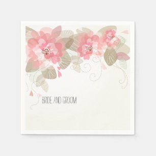 Pretty Pink Flowers Wedding Napkin