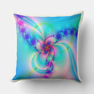 Pretty Pink Fractal Flower Cushion