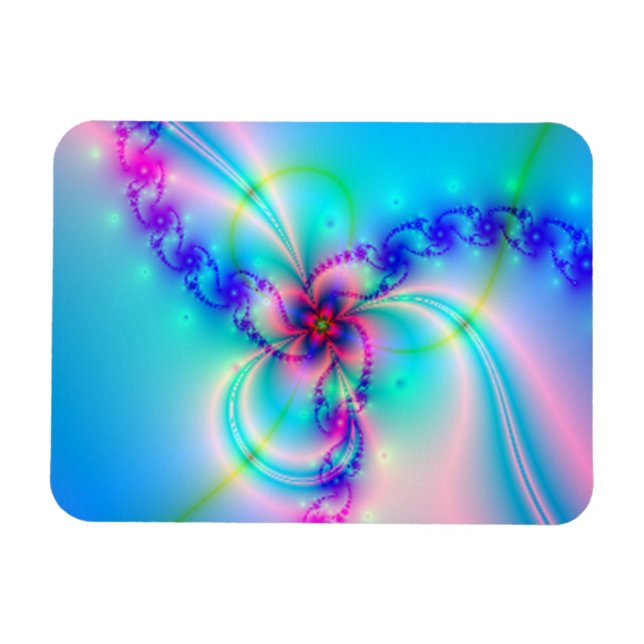 Pretty Pink Fractal Flower Magnet (Horizontal)