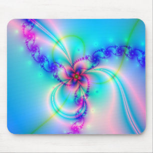 Pretty Pink Fractal Flower Mouse Pad