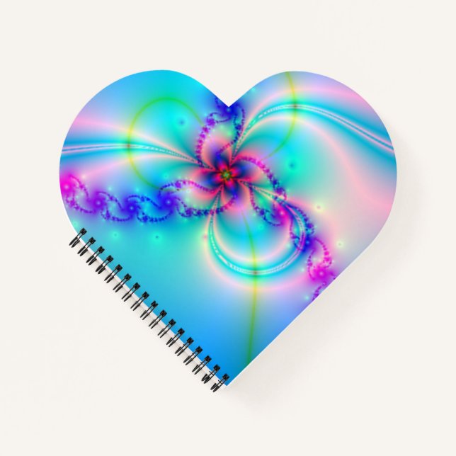 Pretty Pink Fractal Flower Notebook (Front)