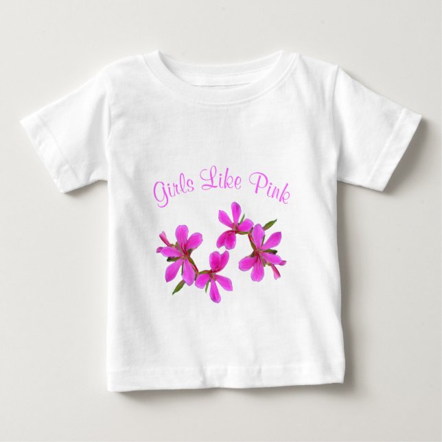 pretty pink garden flowers, girls like pink baby T-Shirt (Front)