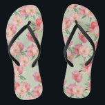 Pretty Pink Garden Flowers Watercolor Thongs<br><div class="desc">Pretty pink garden flowers watercolor</div>
