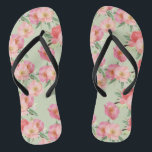 Pretty Pink Garden Flowers Watercolor Thongs<br><div class="desc">Pretty pink garden flowers watercolor</div>