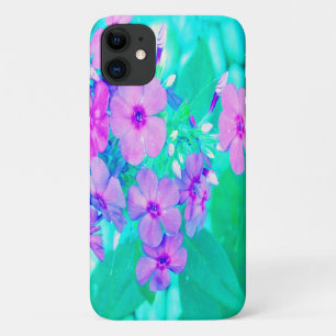 Pretty Pink Garden Phlox Flower on Aquamarine iPhone 11 Case