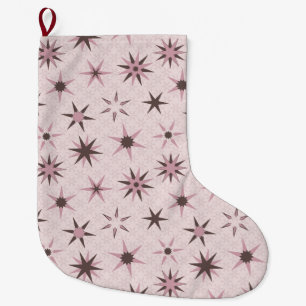 Pretty Pink Geo Stars - pattern. Large Christmas Stocking