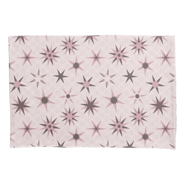  Pretty Pink Geo Stars - pattern. Pillowcase (Front)