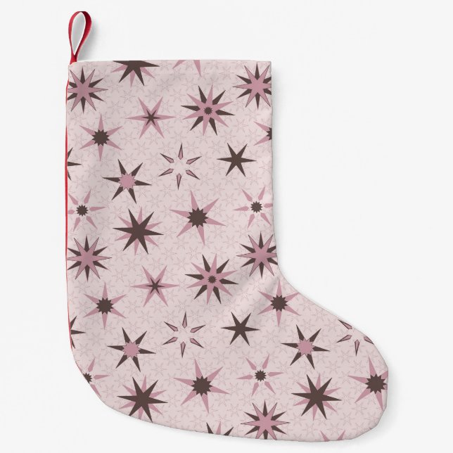 Pretty Pink Geo Stars - pattern. Small Christmas Stocking (Front)