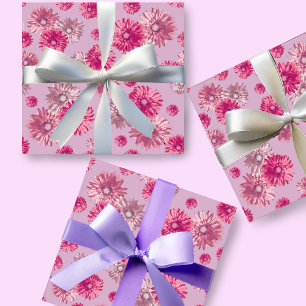 Pretty Pink Gerbera Daisy Floral Wrapping Paper