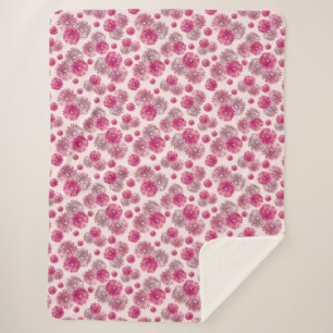 Pretty Pink Gerbera Daisy Flowers Soft Sherpa Blanket