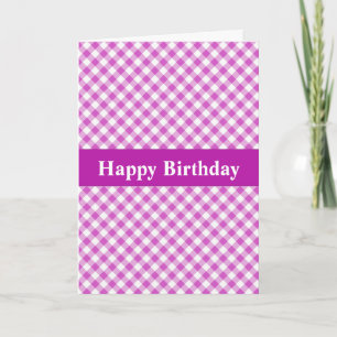 Pretty Pink Gingham Birthday Card