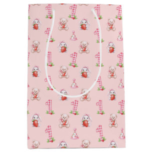 Pretty Pink Gingham, Bunnies and Bears! Medium Gift Bag