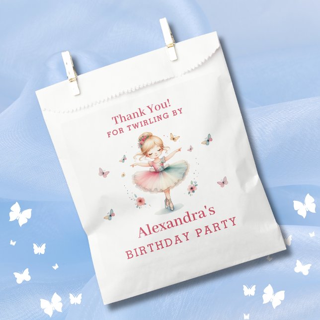 Pretty Pink Girl Ballerina Birthday Thank You Favour Bag (Creator Uploaded)