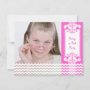 Pretty Pink Girl's 12th Birthday Party Photo Invitation