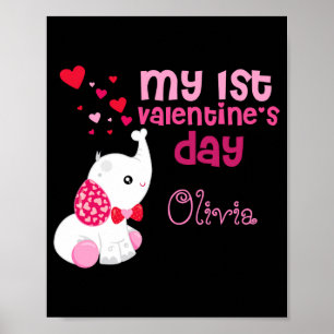 Pretty Pink Girls First Valentines Day Custom Baby Poster