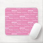 Pretty Pink Girls Name Font Collage Custom Teen Mouse Pad<br><div class="desc">This pretty pink mouse pad is customised with your teen or little girl's name in 9 different beautiful fonts. A cute personalised present for a kid's bedroom.</div>