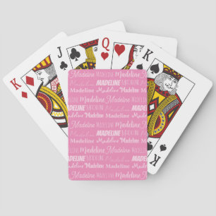Pretty Pink Girls Name Font Collage Custom Teen Playing Cards