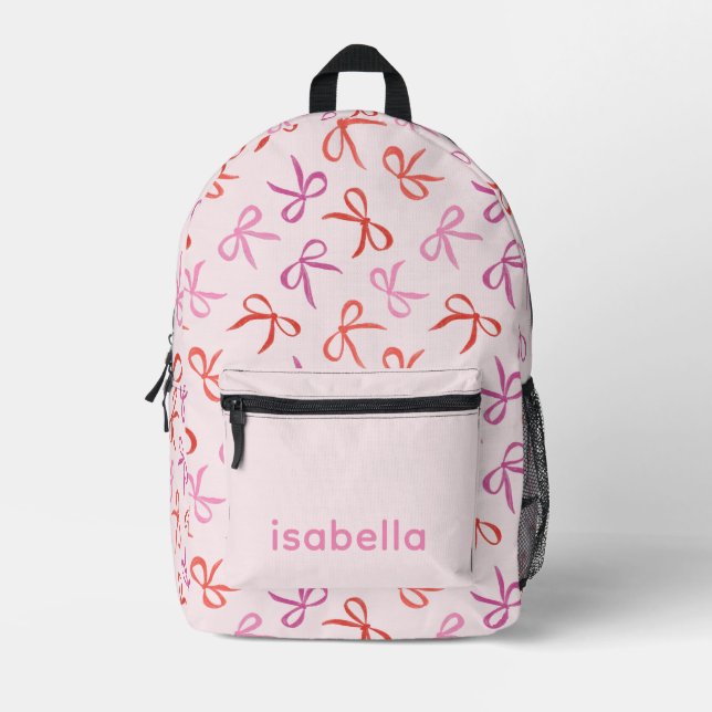Pretty Pink Girls Personalised Backpack (Front)