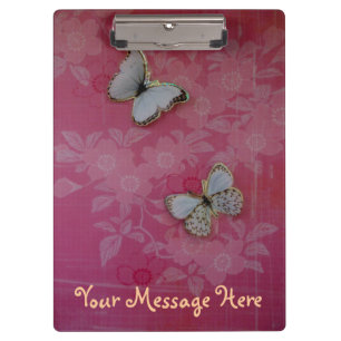 Pretty Pink Girly Butterflies Personalised Clipboard