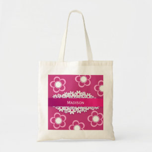 Pretty Pink & Girly w/Daisies Tote Bag