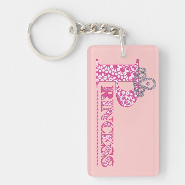 Pretty Pink Girly  Word Art Princess Key Ring (Front)