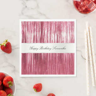 Pretty Pink Glam Tinsel Stripes Napkin