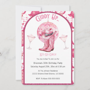 Pretty Pink & Glitter Cowgirl Birthday Invitation