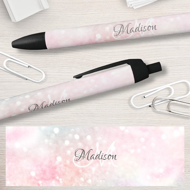 Pretty Pink Glitter Girly Glamourous Black Ink Pen (Creator Uploaded)