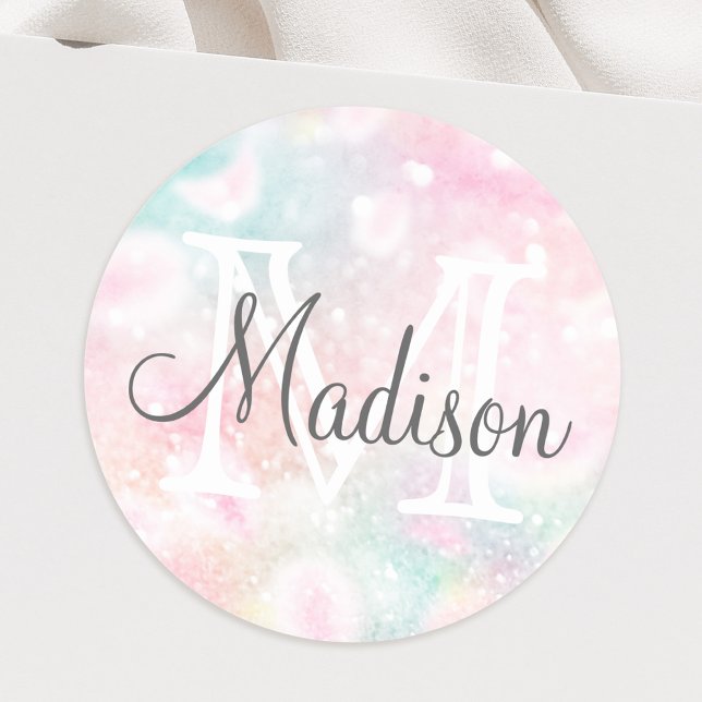 Pretty Pink Glitter Girly Glamourous Classic Round Sticker (Creator Uploaded)