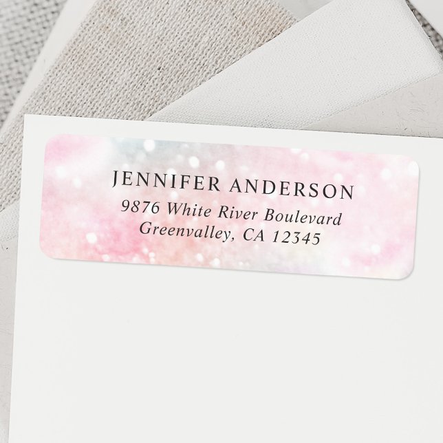 Pretty Pink Glitter Girly Glamourous Return Address Label (Creator Uploaded)