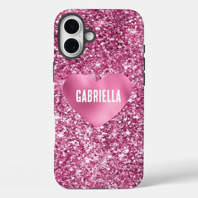 Pretty Pink Glitter Glam Heart Case-Mate iPhone Case (Back)