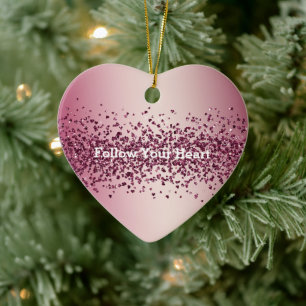 Pretty Pink Glitter Hearts      Ceramic Ornament