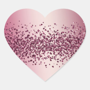 Pretty Pink Glitter Hearts  Heart Sticker