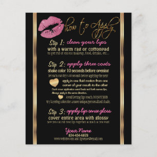 Pretty Pink Glitter Lip Instructions Flyer